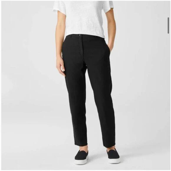 Eileen Fisher Women's Cotton Stretch Ankle Pants Black Size M - Picture 1 of 8